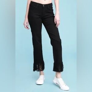 Judy Blue Black Frayed Hem Jeans Size 5/27 Mid Rise Stretch Denim